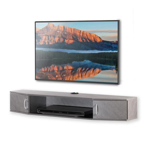 Gray wall mount floating - mount, tv